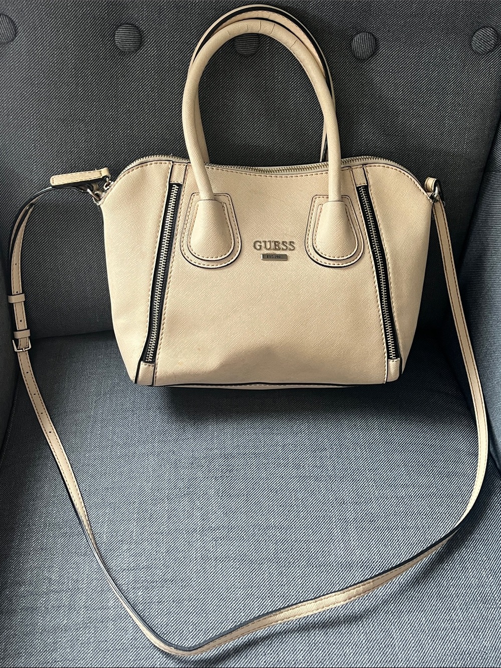 2/$10 Guess Beige Satchel Crossbody Bag